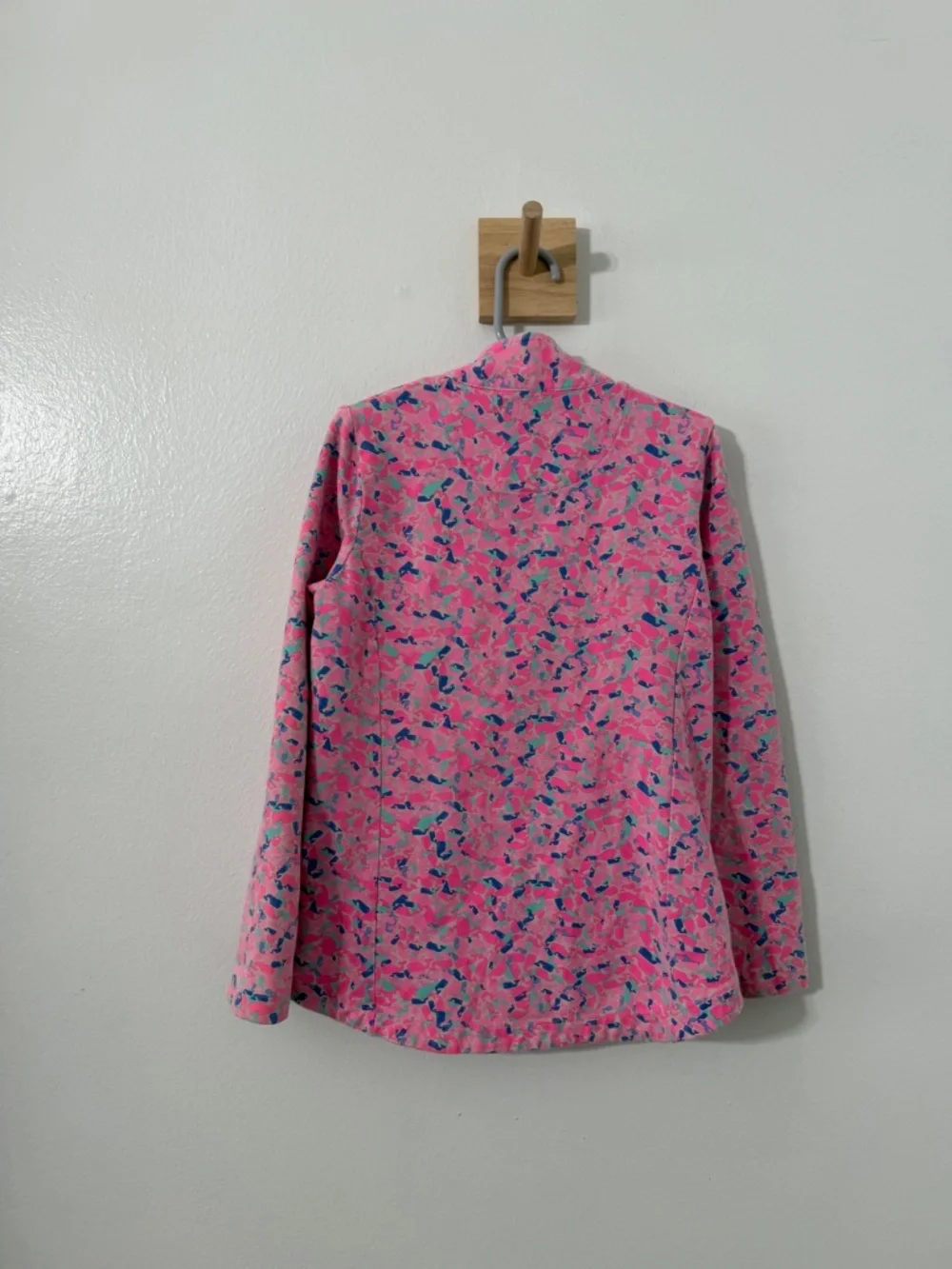 Vineyard Vines Girls Full Zip Up Mock Neck Jacket Pink Whale Colorful Sm 7-8